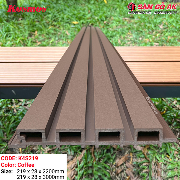 Lam sóng gỗ nhựa ngoài trời Kosmos K4S219X2.2M Coffee